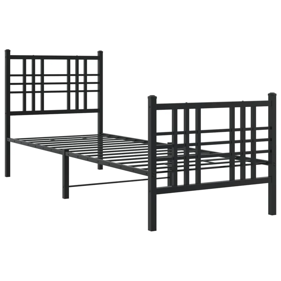 Cadre de lit métal sans matelas avec pied de lit noir 75x190 cm - 3