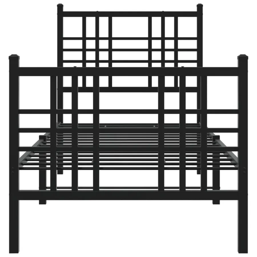 Cadre de lit métal sans matelas avec pied de lit noir 75x190 cm - 4