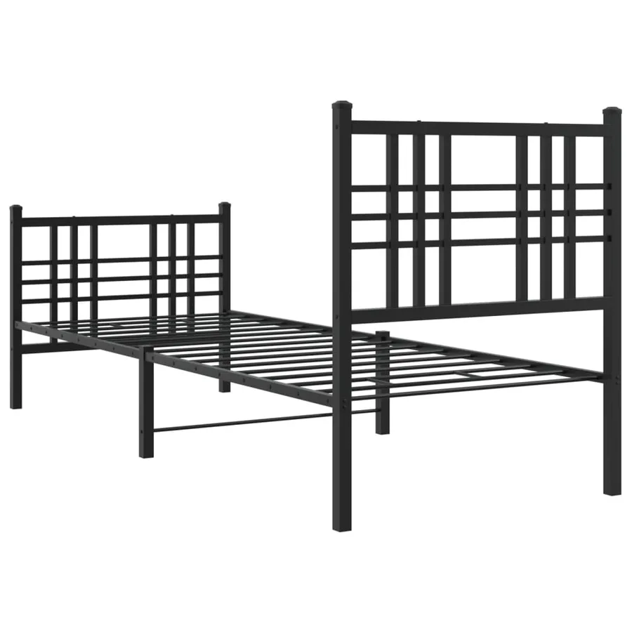 Cadre de lit métal sans matelas avec pied de lit noir 75x190 cm - 6