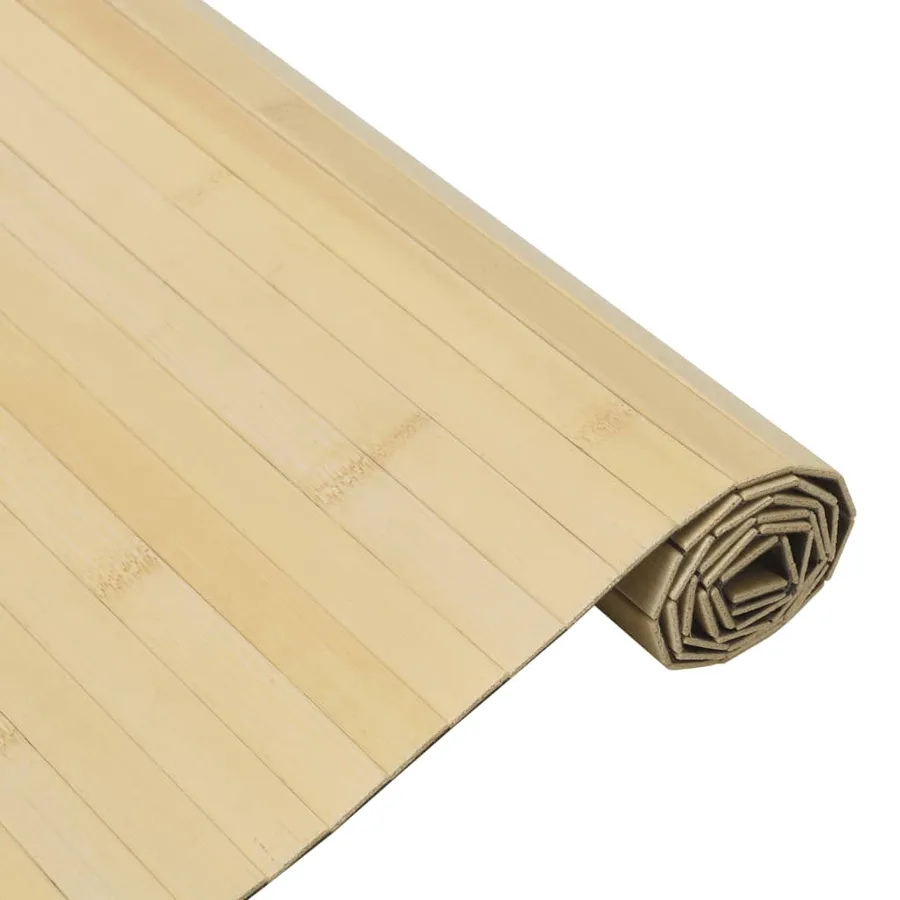 Tapis rectangulaire naturel clair 100x100 cm bambou - 4