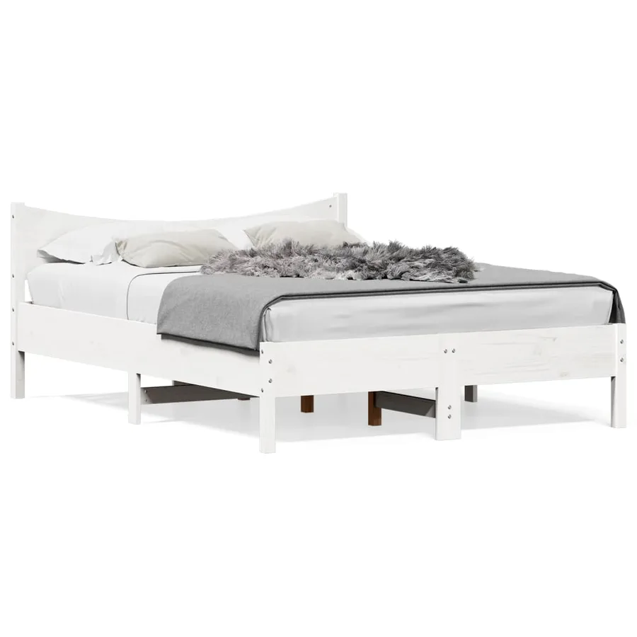 Cadre de lit sans matelas blanc 140x200 cm bois de pin massif - 2