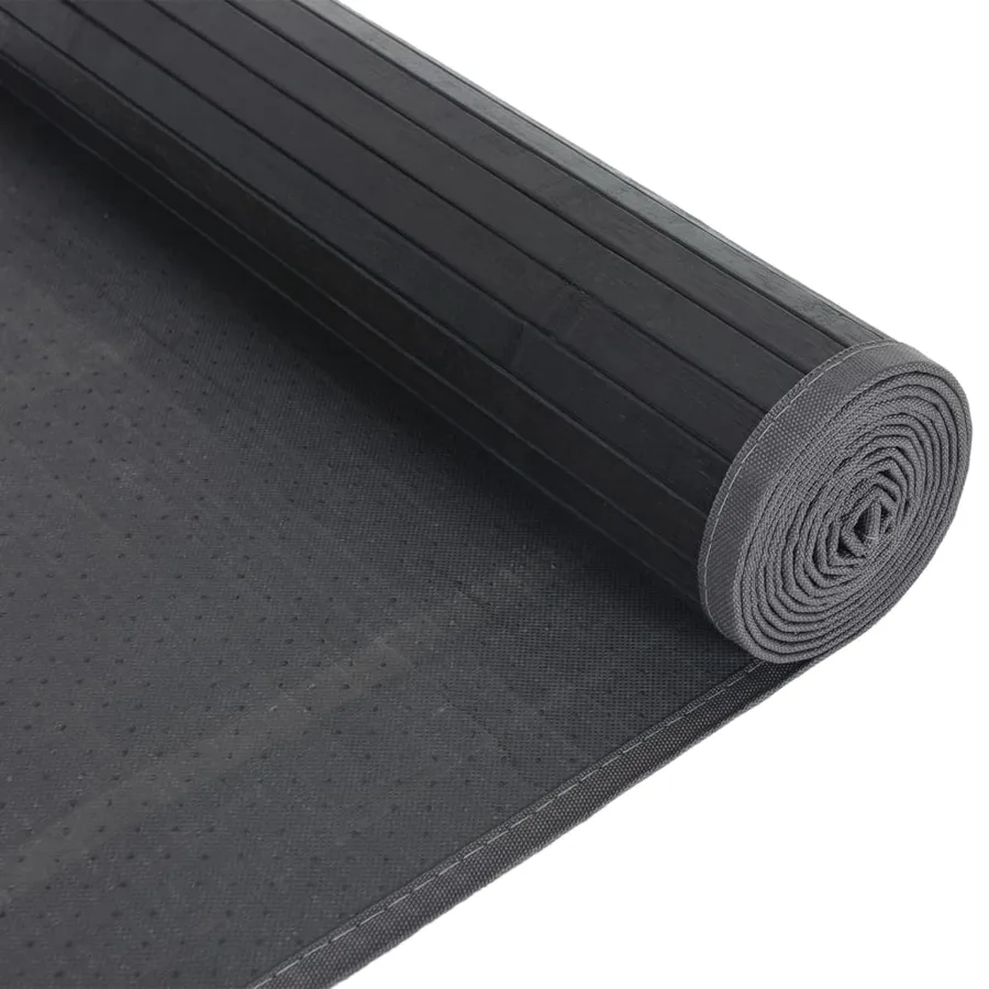Tapis rectangulaire gris 80x200 cm bambou - 5