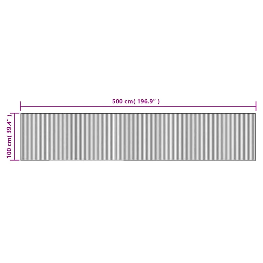 Tapis rectangulaire marron foncé 100x500 cm bambou - 8