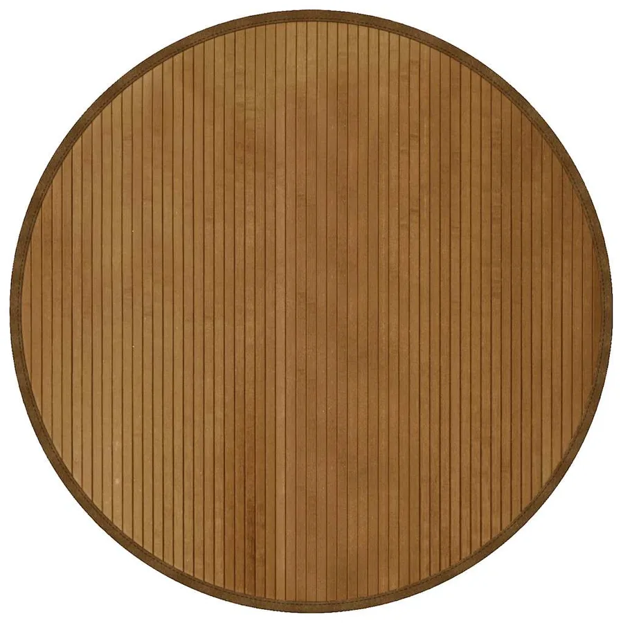 Tapis rond marron 100 cm bambou - 2