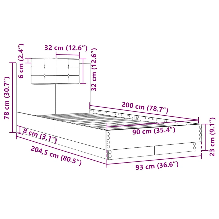 Cadre de lit sans matelas blanc 90x200 cm - 9