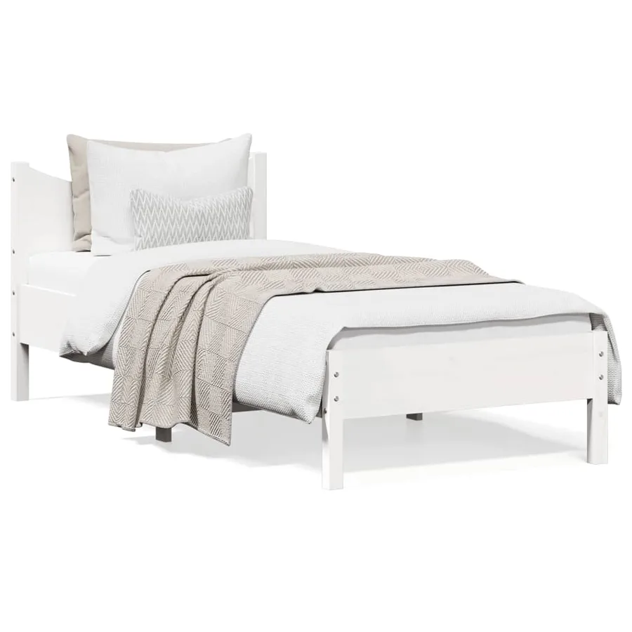 Cadre de lit sans matelas blanc 75x190 cm bois de pin massif - 2
