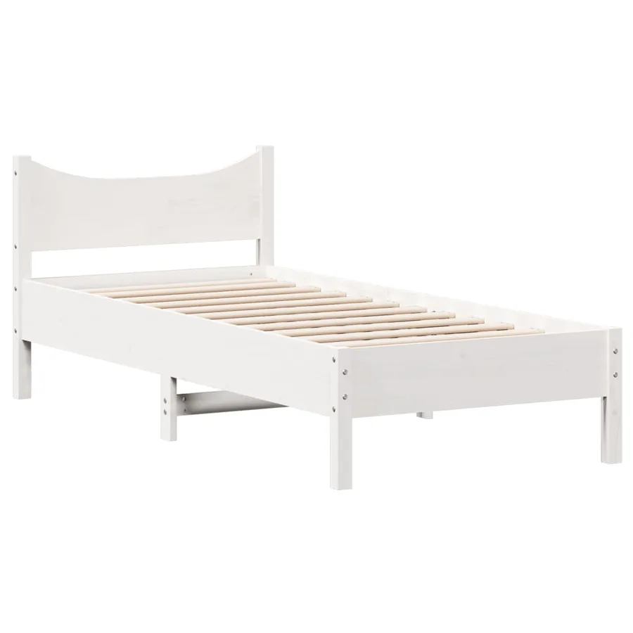 Cadre de lit sans matelas blanc 75x190 cm bois de pin massif - 3