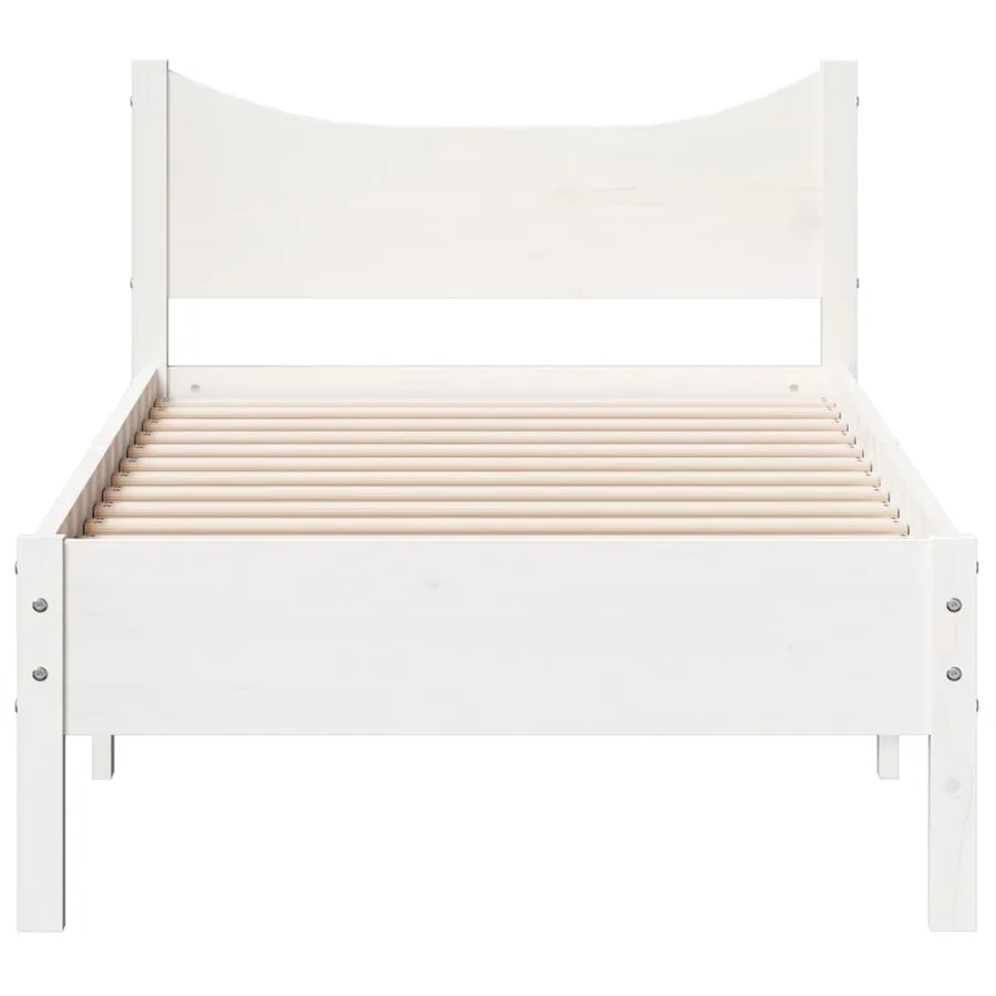 Cadre de lit sans matelas blanc 75x190 cm bois de pin massif - 4