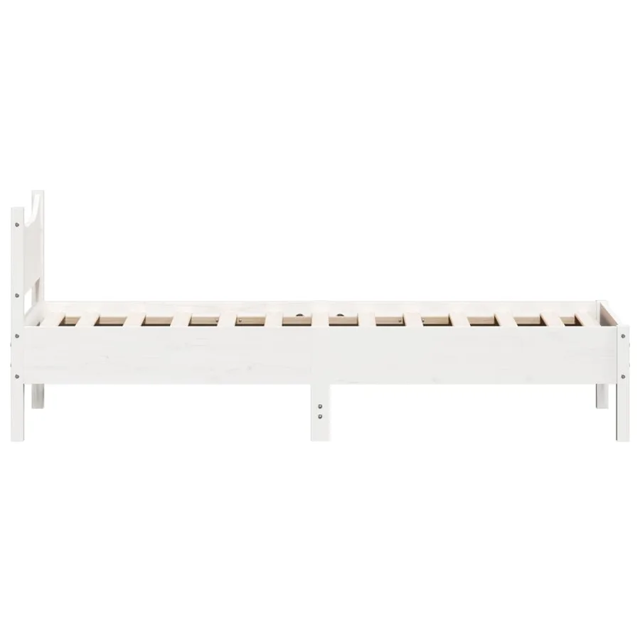 Cadre de lit sans matelas blanc 75x190 cm bois de pin massif - 5
