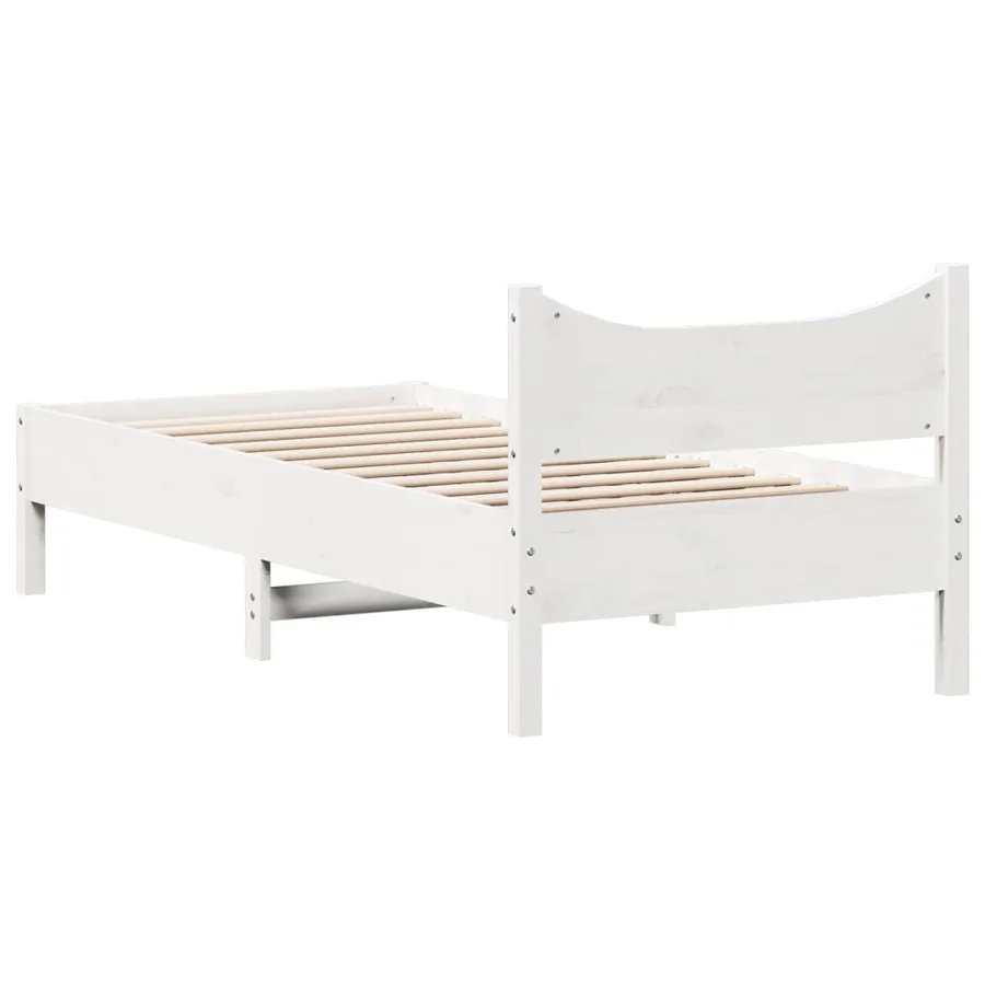 Cadre de lit sans matelas blanc 75x190 cm bois de pin massif - 6