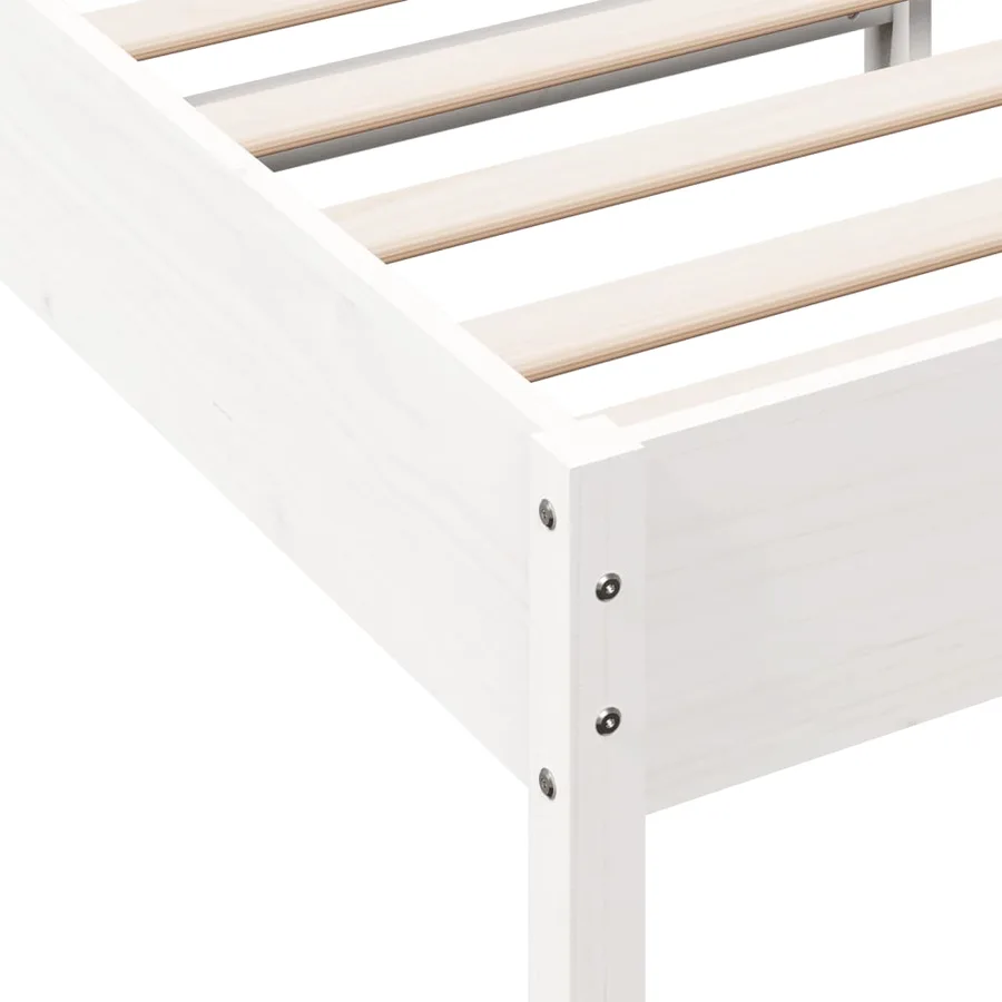 Cadre de lit sans matelas blanc 75x190 cm bois de pin massif - 7