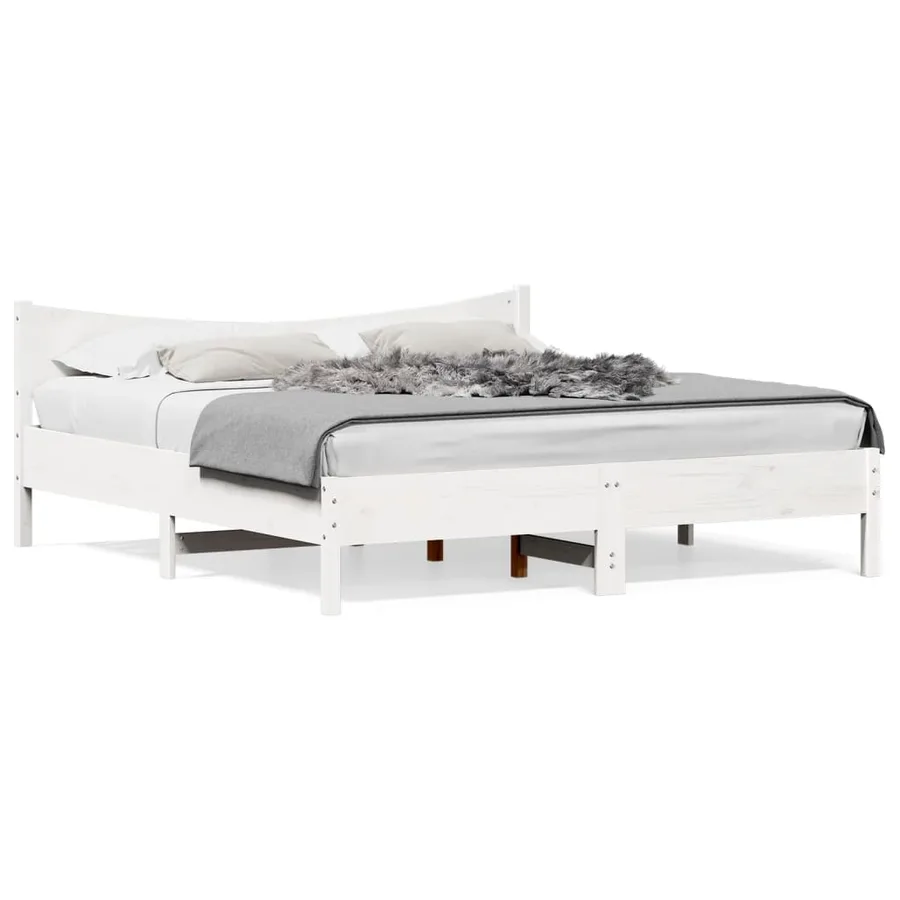 Cadre de lit sans matelas blanc 180x200 cm bois massif de pin - 2