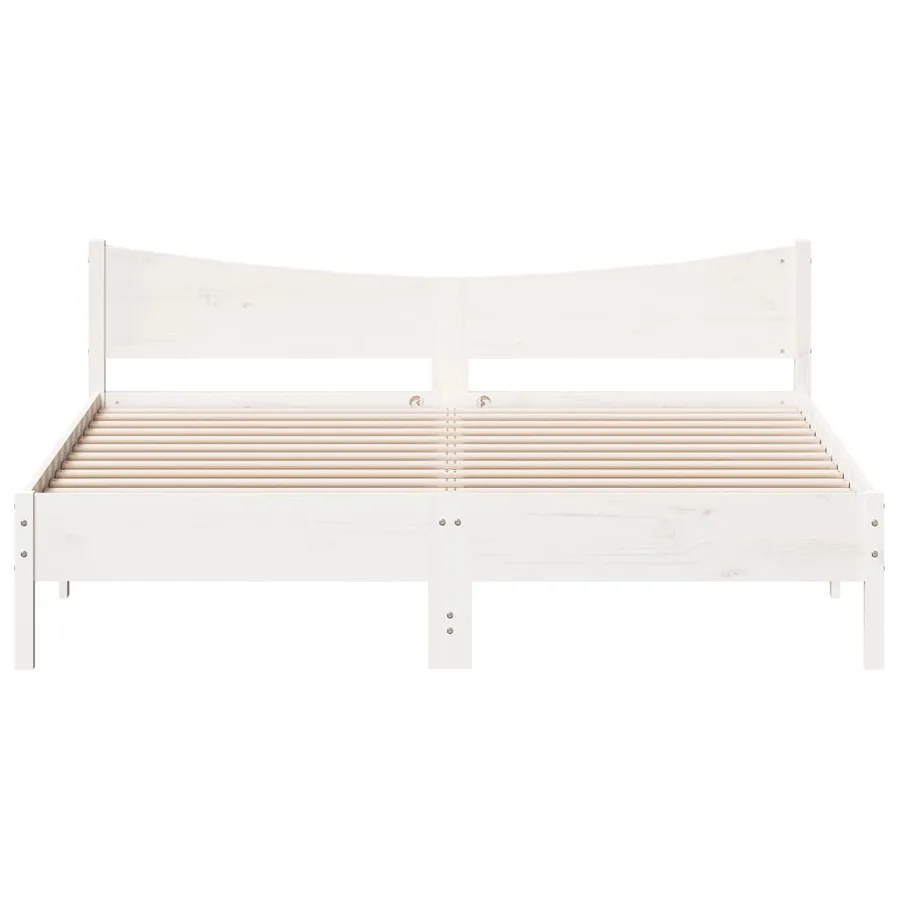 Cadre de lit sans matelas blanc 180x200 cm bois massif de pin - 4