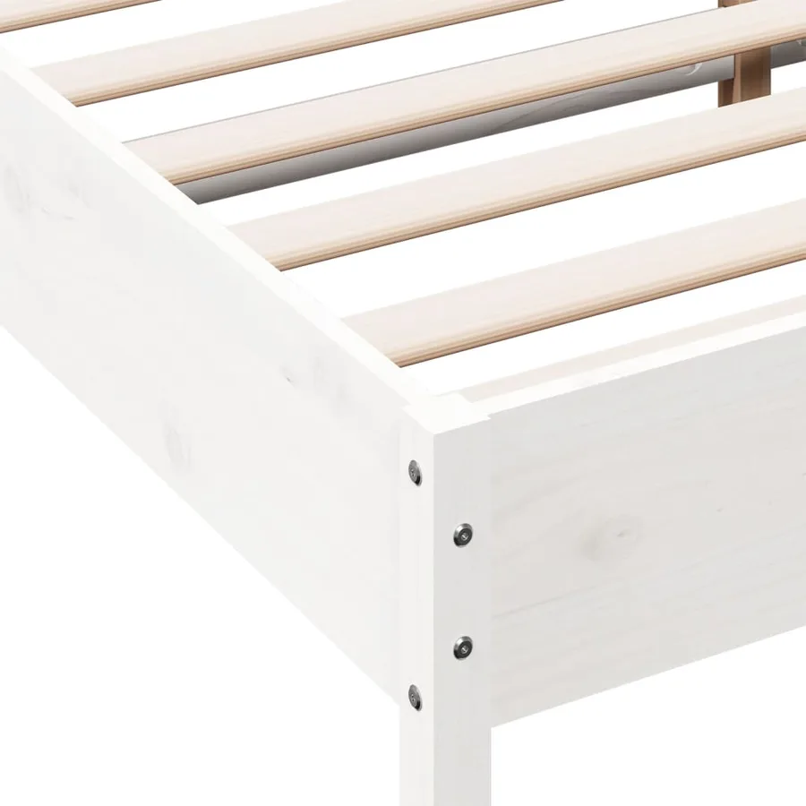 Cadre de lit sans matelas blanc 180x200 cm bois massif de pin - 7