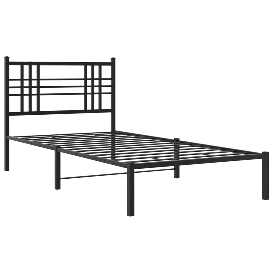 Cadre de lit métal sans matelas avec tête de lit noir 100x190cm - 3
