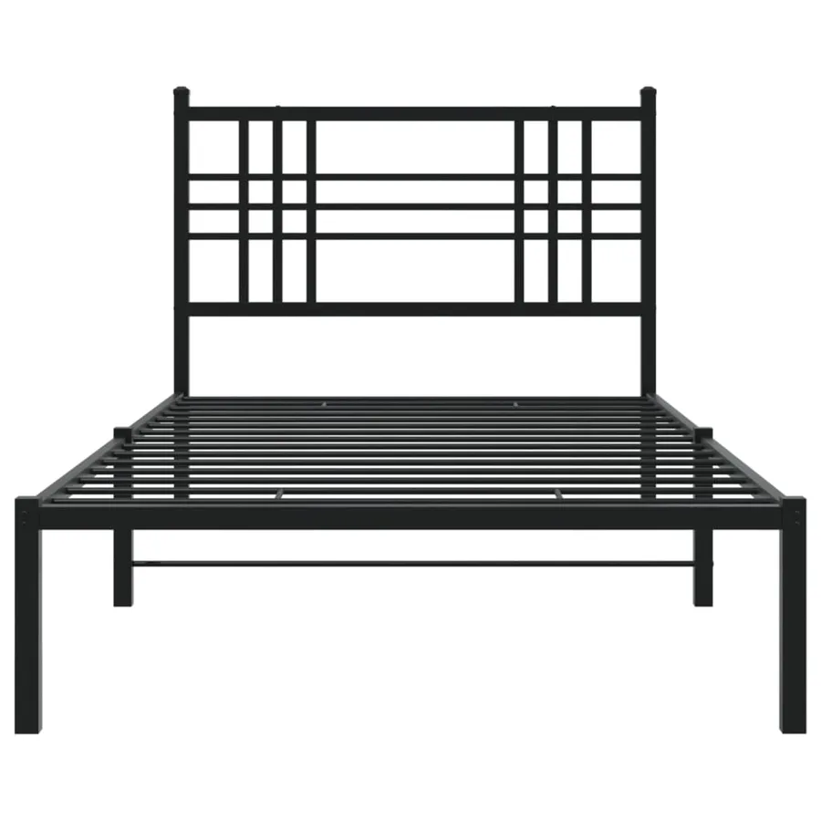 Cadre de lit métal sans matelas avec tête de lit noir 100x190cm - 4