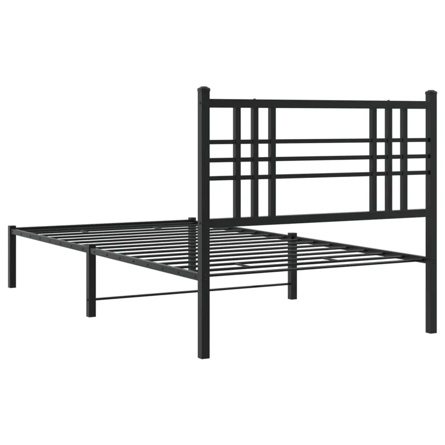 Cadre de lit métal sans matelas avec tête de lit noir 100x190cm - 6