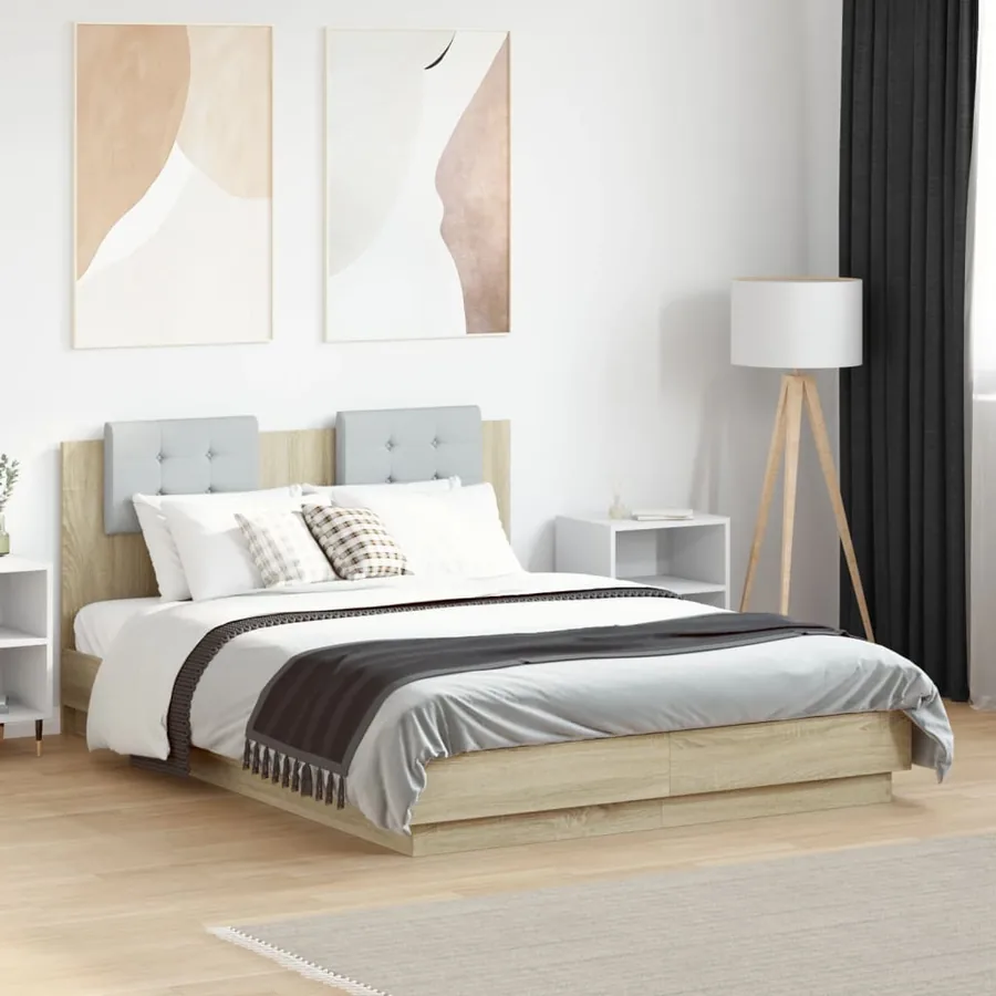 Cadre de lit sans matelas chêne sonoma 120x190 cm