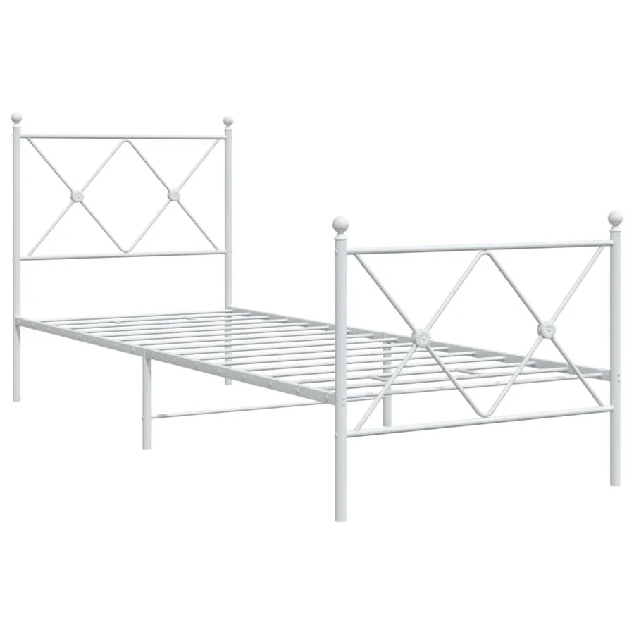 Cadre de lit métal sans matelas avec pied de lit blanc 75x190cm - 3