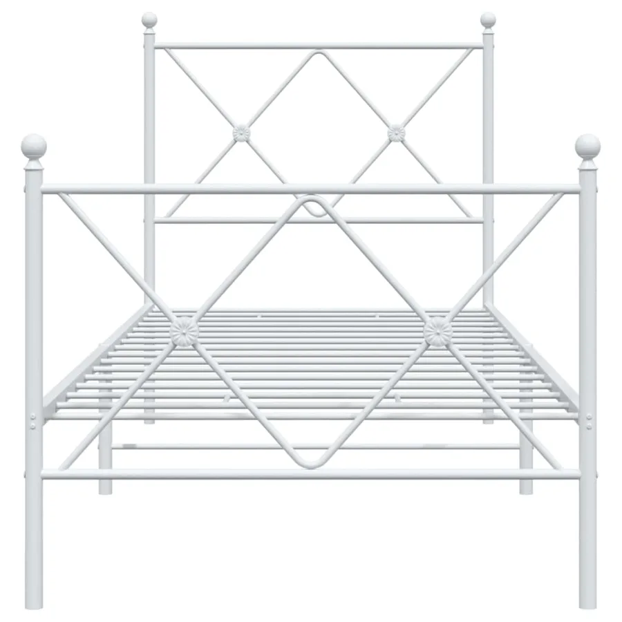 Cadre de lit métal sans matelas avec pied de lit blanc 75x190cm - 4