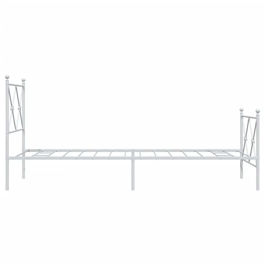 Cadre de lit métal sans matelas avec pied de lit blanc 75x190cm - 5