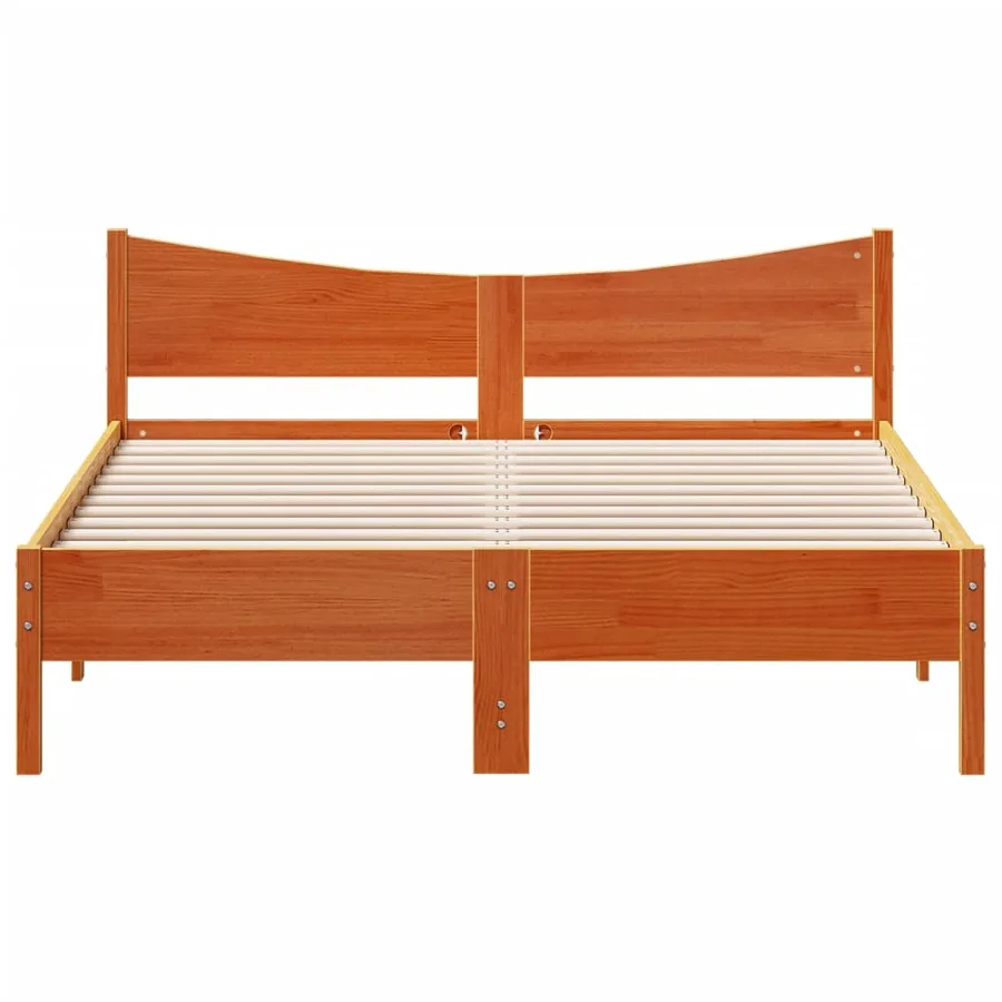 Cadre de lit sans matelas cire marron 150x200cm bois pin massif - 4