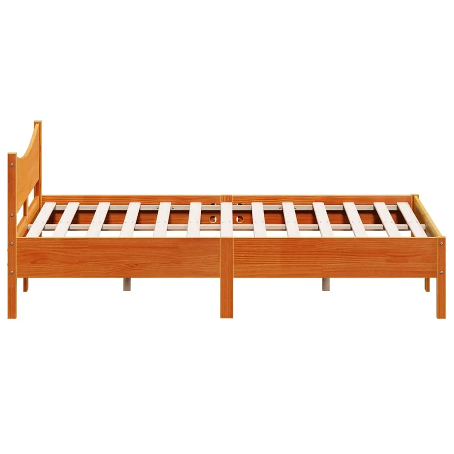 Cadre de lit sans matelas cire marron 150x200cm bois pin massif - 5