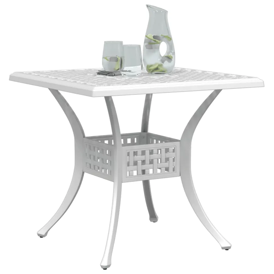 Table de jardin blanc 80x80x75 cm aluminium coulé - 4