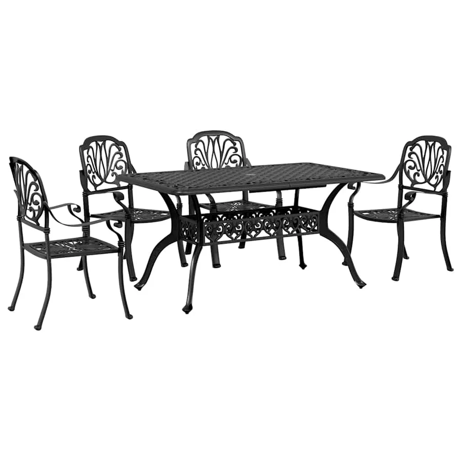 Ensemble à manger de jardin 5 pcs noir aluminium coulé - 2