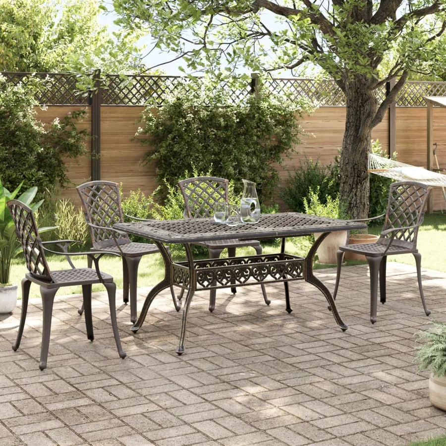 Ensemble manger de jardin 5 pcs bronze aluminium coulé