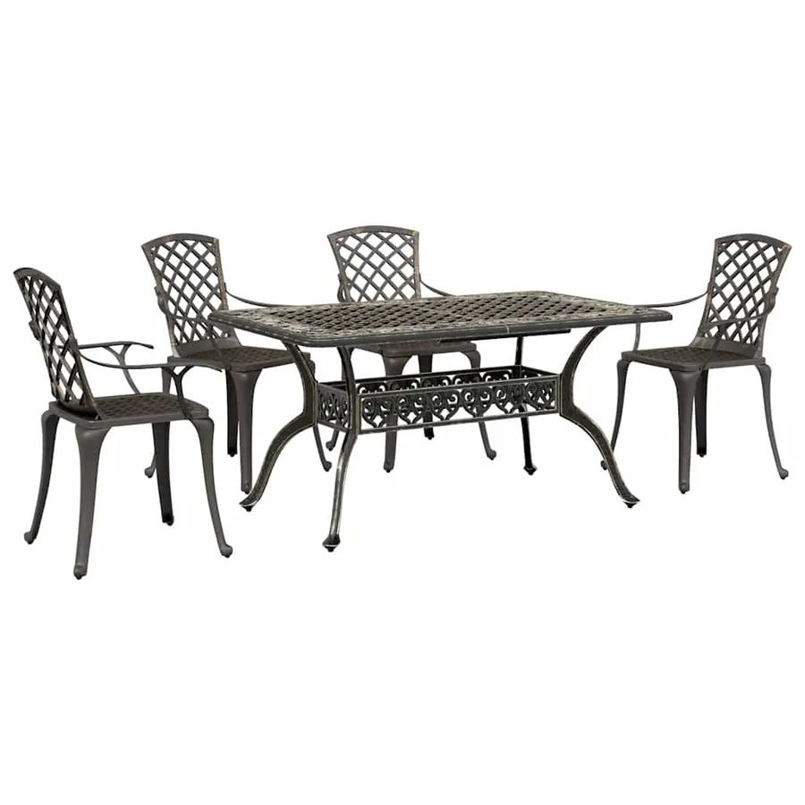 Ensemble manger de jardin 5 pcs bronze aluminium coulé - 2