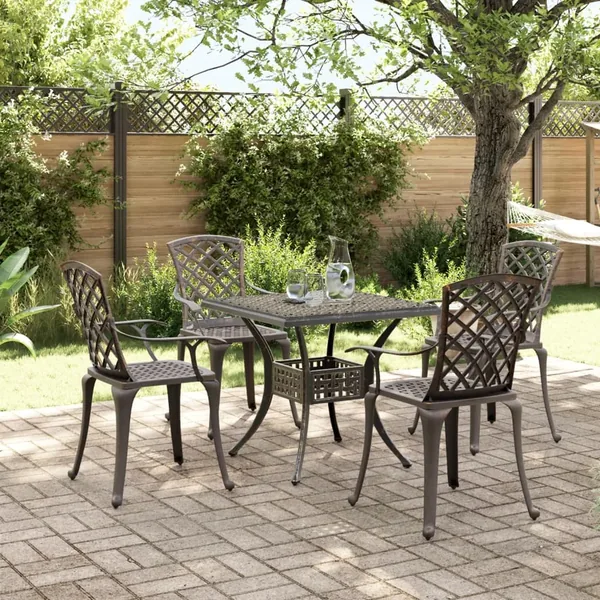 Ensemble manger de jardin 5 pcs bronze aluminium coulé