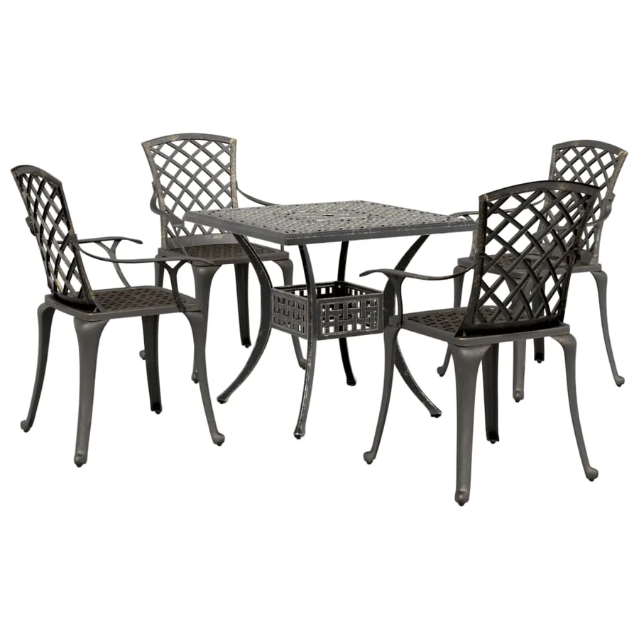 Ensemble manger de jardin 5 pcs bronze aluminium coulé - 2