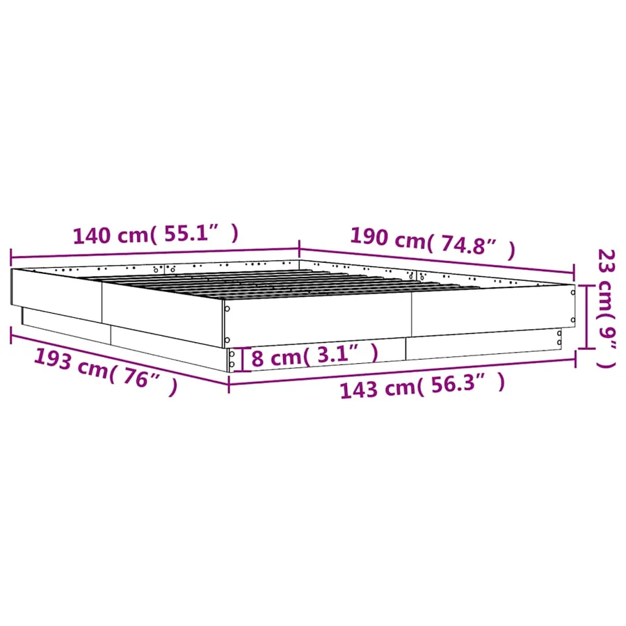 Cadre de lit sans matelas blanc 140x190 cm - 9