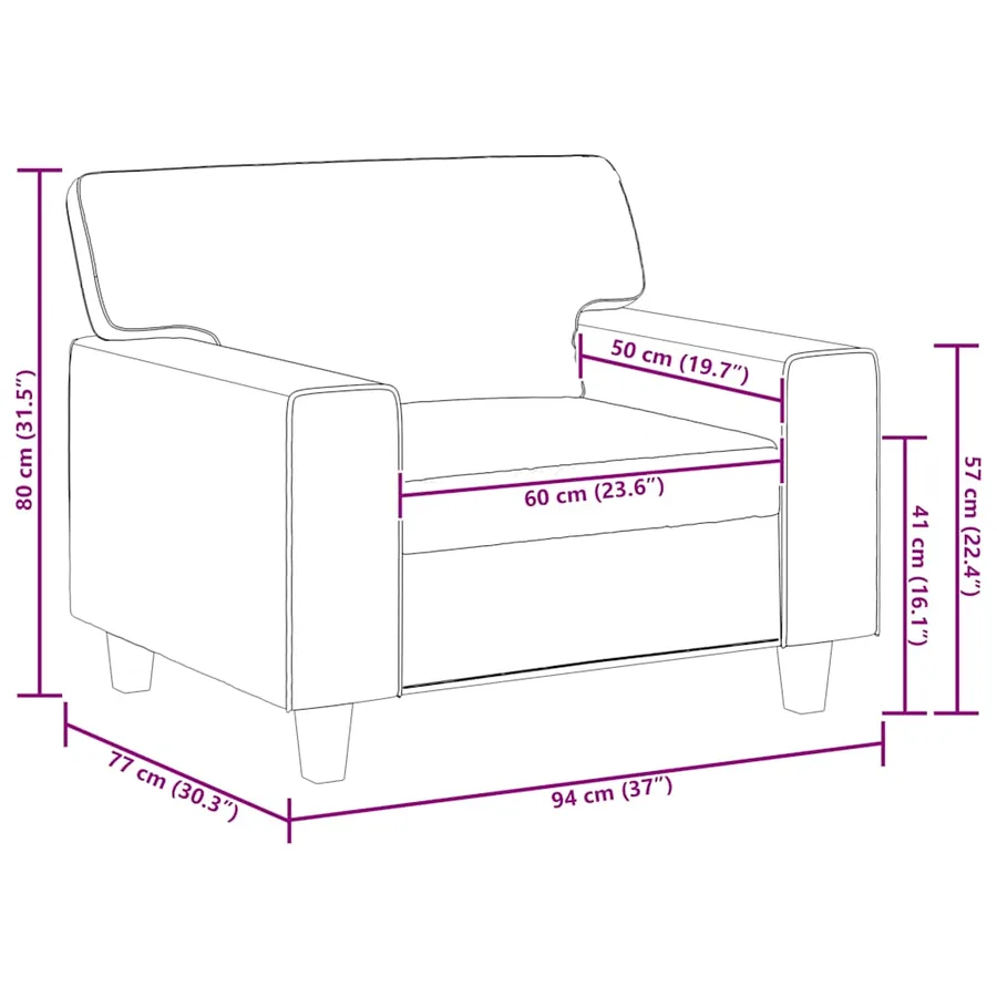 Fauteuil Gris 60 cm Similicuir - 9