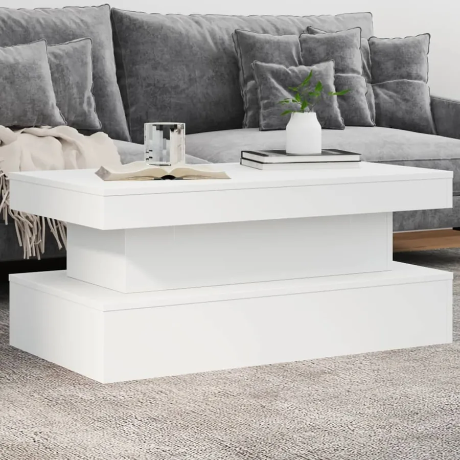 Table basse avec lumières LED blanc 90x50x40 cm