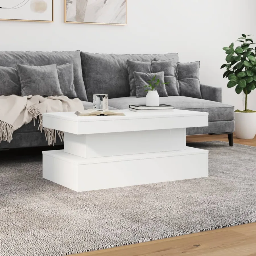 Table basse avec lumières LED blanc 90x50x40 cm - 4