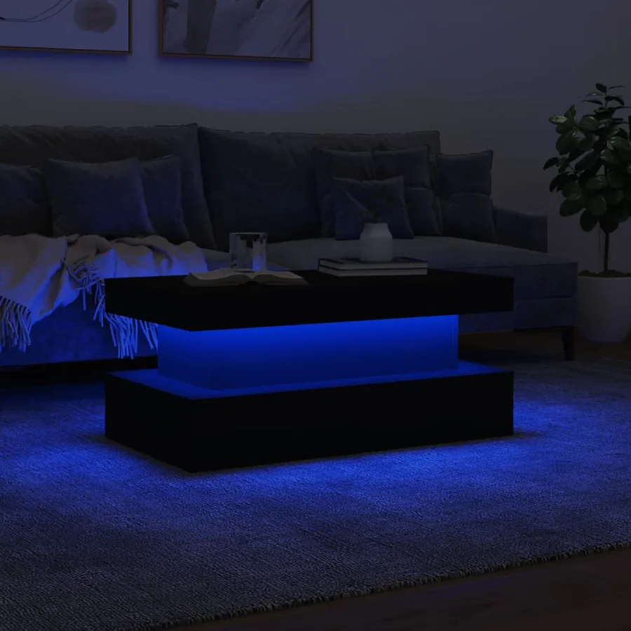 Table basse avec lumières LED blanc 90x50x40 cm - 5