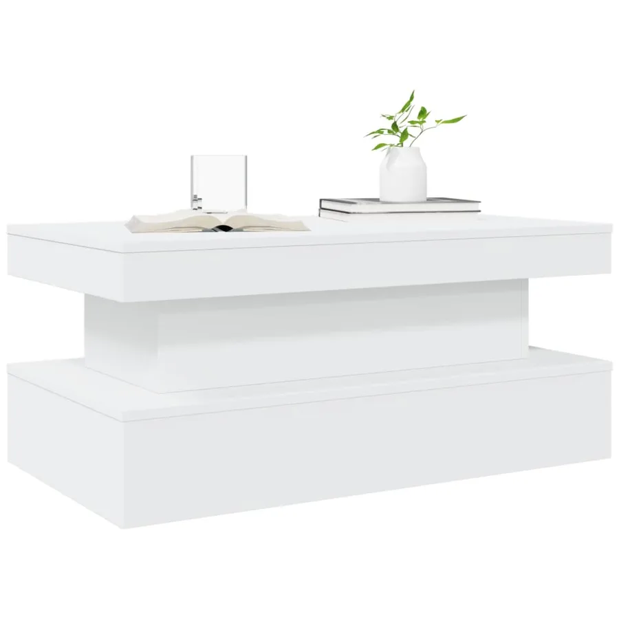 Table basse avec lumières LED blanc 90x50x40 cm - 6