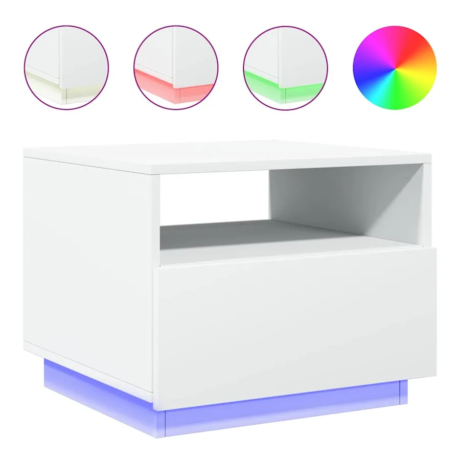 Table basse avec lumières LED blanc 50x49x40 cm - 2