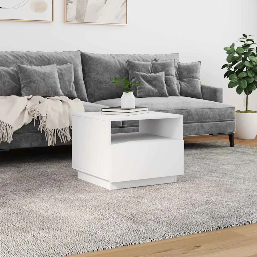Table basse avec lumières LED blanc 50x49x40 cm - 4