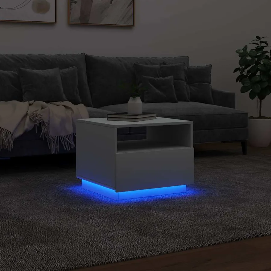 Table basse avec lumières LED blanc 50x49x40 cm - 5