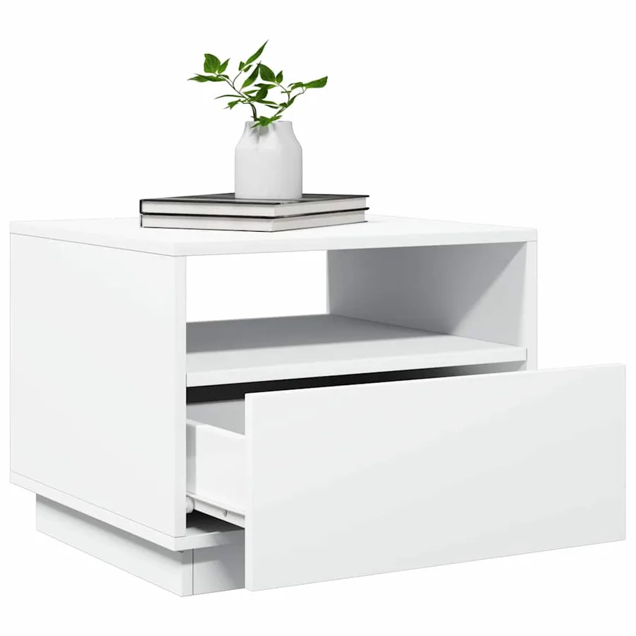 Table basse avec lumières LED blanc 50x49x40 cm - 6