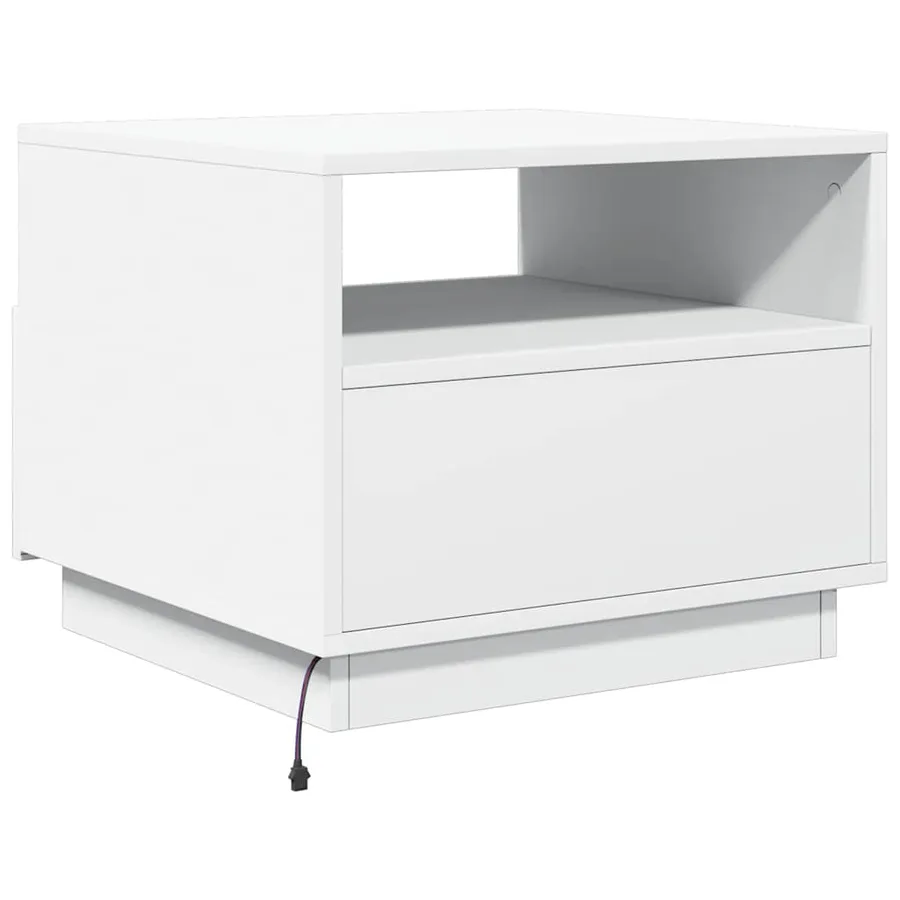Table basse avec lumières LED blanc 50x49x40 cm - 9