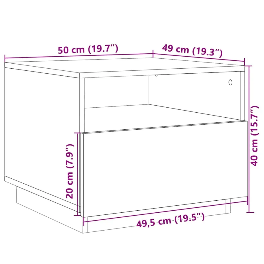 Table basse avec lumières LED chêne fumé 50x49x40 cm - 16