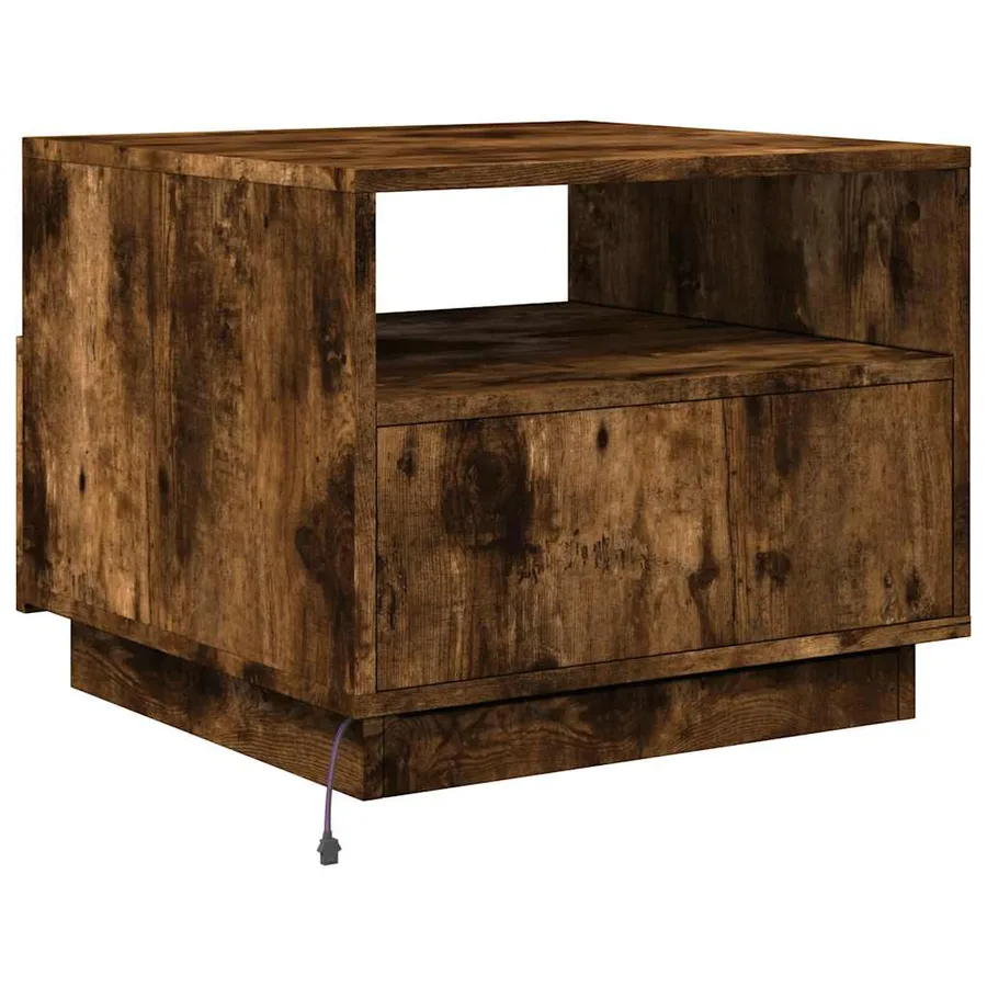 Table basse avec lumières LED chêne fumé 50x49x40 cm - 9