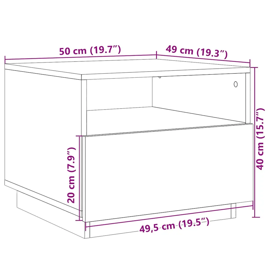 Table basse avec lumières LED chêne marron 50x49x40 cm - 15