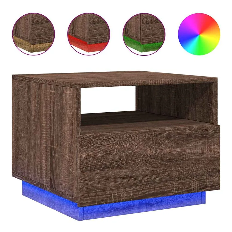 Table basse avec lumières LED chêne marron 50x49x40 cm - 2