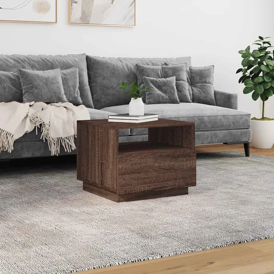 Table basse avec lumières LED chêne marron 50x49x40 cm - 4