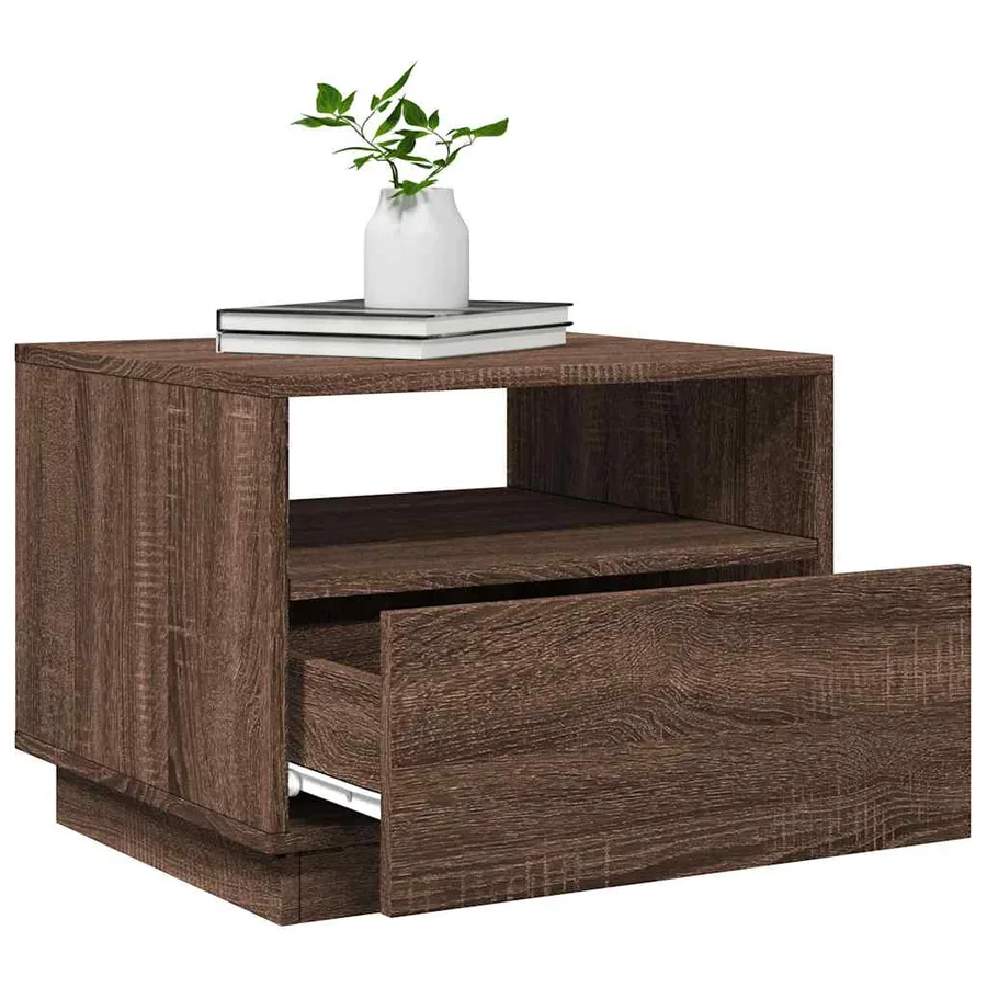 Table basse avec lumières LED chêne marron 50x49x40 cm - 6